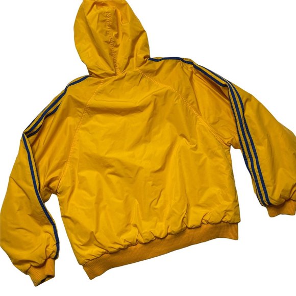 Adidas Reversible Jacket Large Yellow Nylon Gray Fleece Hooded Full Zip - Picture 5 of 8